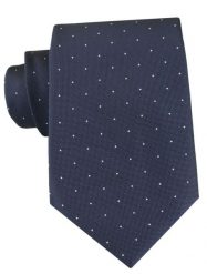 Granatowy Krawat w Drobny, Biały Groszek - Chattier. Niebieskie krawaty i muchy Chattier, bez wzorów, z tkaniny, eleganckie. Za 55.00 zł.