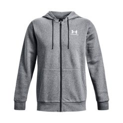 Bluza fitness męska Under Armour Essential Fleece Full Zip Hood. Szare bluzy męskie Under Armour, m, bez wzorów, sportowe, bez ramiączek, z kapturem. Za 179.99 zł.
