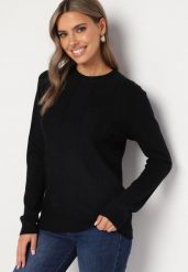 Granatowy Sweter z Bawełną Ozdobiony Cyrkoniami Irinaelle. Niebieskie swetry nierozpinane damskie Born2be, l, bez wzorów, z bawełny, eleganckie, bez kołnierzyka, bez ramiączek. Za 69.99 zł.