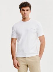 PAKO LORENTE – Biały t-shirt męski. Białe t-shirty męskie Pako Lorente, m, bez wzorów, z bawełny, bez kołnierzyka, bez ramiączek. Za 69.99 zł.