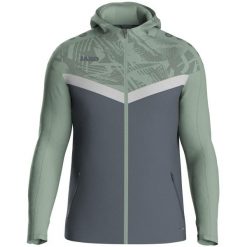 Damska bluza dresowa z kapturem zapinana na zamek błyskawiczny Jako Iconic. Szare bluzy damskie Jako, bez wzorów, z dresówki, eleganckie, bez ramiączek, z kapturem. Za 386.50 zł.