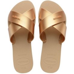 Klapki Havaianas Model 4148866h Kolor Brąz. Brązowe klapki damskie Havaianas, bez wzorów, z gumy, sportowe, bez obcasa, bez zapięcia. Za 83.99 zł.