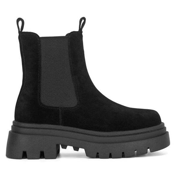 Sztyblety Badura. Czarne botki damskie Badura, bez wzorów, bez obcasa, na płaskiej podeszwie, bez zapięcia. Za 329.99 zł.