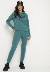 Zielony Ocieplany Komplet Dresowy z Bawełny Joggery i Bluza z Kapturem i Nadrukiem Filola. Zielone bluzy damskie Born2be, m, z aplikacjami, z bawełny, bez ramiączek, z kapturem. Za 89.99 zł.