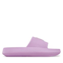 Klapki Guess. Fioletowe klapki damskie Guess, z aplikacjami, bez obcasa, bez zapięcia. Za 199.99 zł.