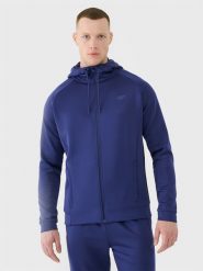 4F Bluza treningowa szybkoschnąca męska - granatowa XXL. Niebieskie bluzy sportowe męskie 4F, m, bez wzorów, z dzianiny, z kapturem, do biegania. Za 199.99 zł.