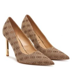 Szpilki Guess. Brązowe szpilki damskie Guess, z aplikacjami, bez obcasa, na szpilce, bez zapięcia. Za 634.99 zł.