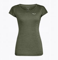 Koszulka puez melange dry ss tee women-dark olive melange-38 (m) SALEWA. Zielone bluzki damskie Salewa, m, bez wzorów, bez kołnierzyka, bez ramiączek. Za 175.48 zł.