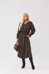 Wiskozowa sukienka Marlen MIDI w geometryczny wzór - z gumką w pasie i kieszeniami PLUS SIZE XXL OVERSIZE JESIEŃ. Czarne sukienki damskie Moda Size Plus Iwanek, do pracy, na jesień, plus size, bez wzorów, z tkaniny, biznesowe, bez kołnierzyka, plus size, bez ramiączek, midi, oversize. Za 329.90 zł.