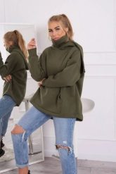 Bluza ocieplana z suwakiem z tyłu khaki. Brązowe bluzy damskie KESI, l, bez wzorów, z bawełny, bez ramiączek, bez kaptura. Za 238.37 zł.