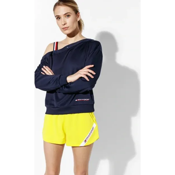 Tommy Sport Bluza Track Top One Shoulder 142 , granatowy, rozmiar M. Niebieskie bluzy damskie Tommy Hilfiger, m, bez wzorów, z materiału, klasyczne, bez ramiączek, bez kaptura. W wyprzedaży za 289.99 zł.