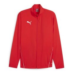 Kurtka prezentacyjna Puma teamGOAL Sideline. Czerwone kurtki męskie Puma, xl, bez wzorów, z materiału, z kapturem. Za 200.29 zł.