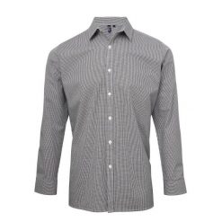 Męska Koszula Z Długim Rękawem Gingham Micro Checked. Białe koszule męskie PREMIER, m, bez wzorów, casualowe, bez kołnierzyka, bez ramiączek. Za 120.99 zł.