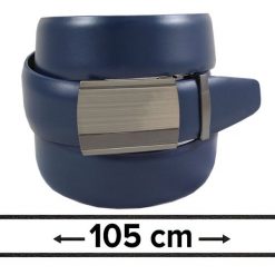 Pasek Granatowy do Spodni 105 cm, Automatyczna Klamra, Skórzany, Elegancki -VICTORIO. Niebieskie paski męskie Victorio, ze skóry, eleganckie. Za 99.00 zł.