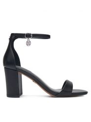 Nine West Sandały WFA2647-1 Czarny. Czarne sandały damskie Nine West, bez wzorów, ze skóry, bez obcasa, na słupku, bez zapięcia. Za 229.99 zł.