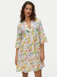 Vero Moda Sukienka letnia Elena 10357444 Żółty jasny Regular Fit. Żółte sukienki damskie Vero Moda, na lato, l, bez wzorów, z bawełny, bez kołnierzyka, bez ramiączek. Za 219.99 zł.