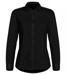 Clique Koszula Stretch L/S Damska – długie rękawy, regular fit – Black. Czarne koszule damskie CLIQUE, l, bez wzorów, z bawełny, bez kołnierzyka, bez ramiączek. Za 202.48 zł.