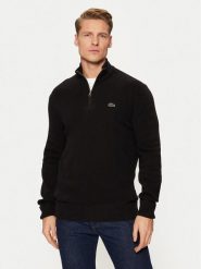 Lacoste Sweter AH3052 Czarny Classic Fit. Czarne swetry męskie Lacoste, m, bez wzorów, z wełny, bez kołnierzyka, bez ramiączek. Za 724.99 zł.
