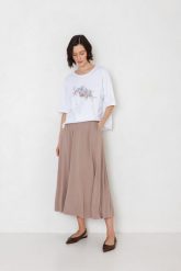 SPÓDNICA LARA MOCCA M - Flawless. Białe spódnice damskie Flawless, na co dzień, m, bez wzorów, z gumy, klasyczne, midi, proste. Za 253.30 zł.