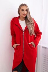 Bluza ocieplana długa czerwona. Czerwone bluzy damskie KESI, l, bez wzorów, z bawełny, bez ramiączek, bez kaptura. Za 355.46 zł.