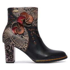 Botki Laura Vita. Czarne botki damskie Laura Vita, bez wzorów, bez obcasa, na słupku, bez zapięcia. Za 689.99 zł.