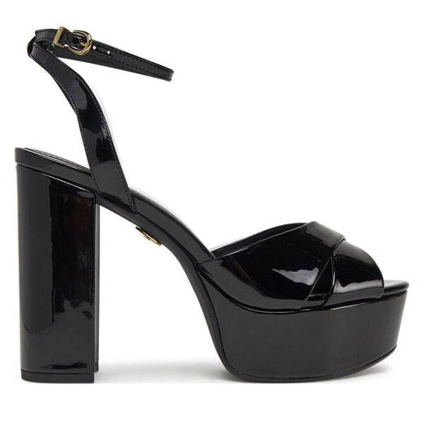 Sandały Buffalo. Czarne sandały damskie Buffalo, bez wzorów, bez obcasa, na słupku, bez zapięcia. Za 339.99 zł.