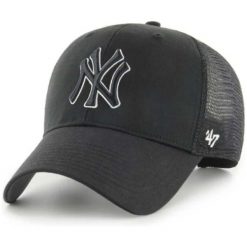 Czapka z daszkiem 47 Brand MLB New York Yankees Branson B-BRANS17CTP-BKAQ. Czarne czapki damskie 47 Brand, bez wzorów, sportowe. Za 79.00 zł.