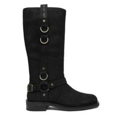 Kozaki G-Star Raw. Czarne kozaki damskie G-Star Raw, bez wzorów, bez obcasa, na płaskiej podeszwie, bez zapięcia. Za 599.99 zł.