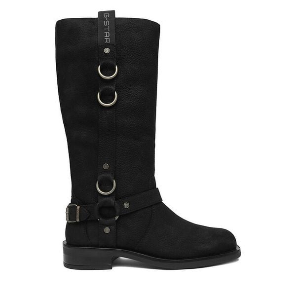 Kozaki G-Star Raw. Czarne kozaki damskie G-Star Raw, bez wzorów, bez obcasa, na płaskiej podeszwie, bez zapięcia. Za 419.99 zł.