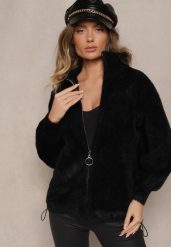 Czarna Bluza z Wełną ze Ściągaczami i Kołnierzykiem Enadelis. Czarne bluzy damskie Renee, bez wzorów, z wełny, eleganckie, bez ramiączek, bez kaptura. Za 139.99 zł.
