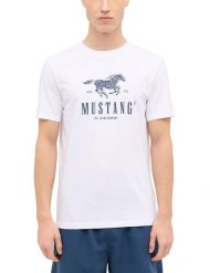 Męski T-Shirt Mustang Style Austin Bright White 1015069 2007. Białe t-shirty męskie Mustang, m, bez wzorów, bez kołnierzyka, bez ramiączek. Za 69.99 zł.