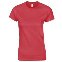 Koszulka Damska Krótki Rękaw Soft Style. Czerwone bluzki damskie GILDAN, xl, bez wzorów, sportowe, bez kołnierzyka, bez ramiączek. Za 28.99 zł.
