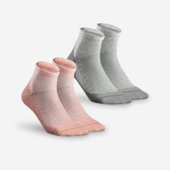 Skarpety turystyczne Quechua Hike 100 Mid 2 pary. Czerwone skarpetki damskie QUECHUA, bez wzorów, z bawełny. Za 39.99 zł.