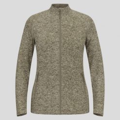 Bluza damska Odlo TENCIA Mid layer full zip. Zielone bluzy damskie ODLO, l, bez wzorów, z elastanu, bez ramiączek, bez kaptura. Za 297.49 zł.