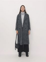 Płaszcz z wełną - ciemnoszary. Szare płaszcze damskie Reserved, l, bez wzorów, z tkaniny, bez kołnierzyka, bez kaptura. W wyprzedaży za 239.99 zł.
