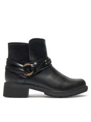 Clarks Botki Hearth Kaylie 26179613 Czarny. Czarne botki damskie Clarks, bez wzorów, ze skóry, bez obcasa, na płaskiej podeszwie, bez zapięcia. Za 419.99 zł.
