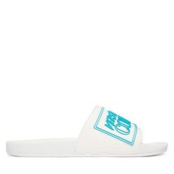 Klapki Versace Jeans Couture. Niebieskie klapki męskie Versace Jeans Couture, bez wzorów, z jeansu, bez zapięcia. Za 263.99 zł.