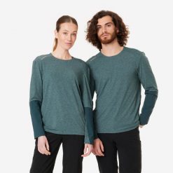 Koszulka rowerowa MTB unisex Rockrider oddychająca. Zielone bluzy męskie ROCKRIDER, l, bez wzorów, z lyocellu, sportowe, bez ramiączek, bez kaptura. Za 139.99 zł.
