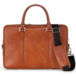 Skórzana torba na laptop Solier SL25 brązowy vintage. Brązowe torby na laptopa damskie Solier, bez wzorów, ze skóry. Za 799.98 zł.