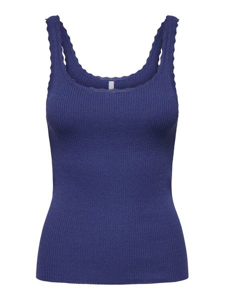 ONLY Top Gemma 15314659 Niebieski Regular Fit. Niebieskie topy damskie ONLY, m, bez wzorów, z wiskozy, bez kołnierzyka, bez ramiączek. Za 59.99 zł.