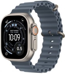 Smartwatch Apple Watch Ultra 3 GPS + Cellular 49mm Natural Titanium / Ocean Band Niebieski (MEWH4QF/A). Niebieskie zegarki smartwatch Apple, bez wzorów. Za 4,014.99 zł.