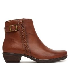 Botki Pikolinos. Brązowe botki damskie Pikolinos, bez wzorów, bez obcasa, na słupku, bez zapięcia. Za 759.99 zł.