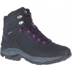 Buty Trekkingowe Damskie Merrell Vego Mid LTR Waterproof. Czarne obuwie trekkingowe damskie Merrell, ze skóry, bez zapięcia. Za 585.90 zł.