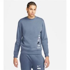 Bluza sportowa męska Nike Nk Club + Bb. Niebieskie bluzy sportowe męskie Nike, m, bez wzorów, bez kaptura. Za 466.00 zł.