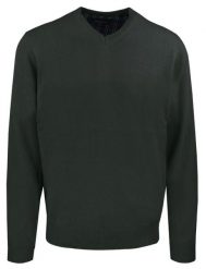 Męski, Bawełniany Sweter w Serek (V-neck) - Adriano Guinari - Ciemna Zieleń. Zielone swetry męskie Adriano Guinari, l, bez wzorów, z bawełny, biznesowe, bez kołnierzyka, bez ramiączek. Za 169.00 zł.