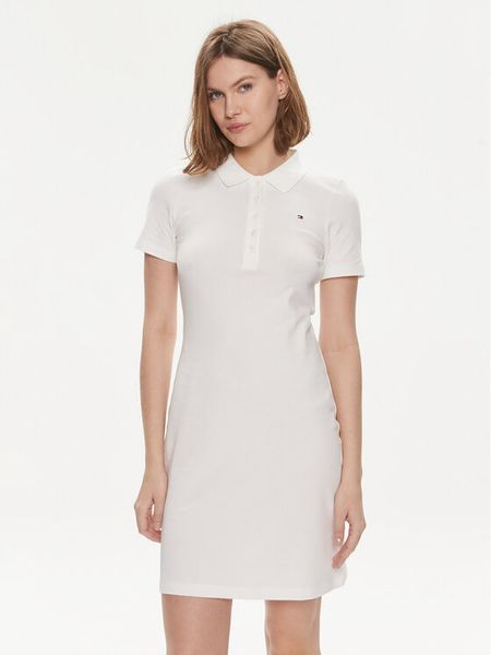 Tommy Hilfiger Sukienka codzienna 1985 WW0WW37853 Écru Slim Fit. Sukienki damskie Tommy Hilfiger, na co dzień, s, bez wzorów, z bawełny, bez kołnierzyka, bez ramiączek, proste. Za 359.99 zł.