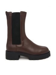 Calvin Klein Sztyblety Chunky Mid Chelsea Boot Lth YW0YW01909 Brązowy ciemny. Brązowe botki damskie Calvin Klein, bez wzorów, ze skóry, bez obcasa, na płaskiej podeszwie, bez zapięcia. Za 799.99 zł.