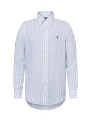 Polo Ralph Lauren koszula lniana na co dzień Mężczyźni Modern Fit len niebieski, XL. Niebieskie koszule męskie Polo Ralph Lauren, m, bez wzorów, ze lnu, eleganckie, bez kołnierzyka, bez ramiączek. Za 649.95 zł.