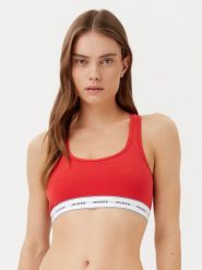 Guess Biustonosz top O97C01 KBBU1 Czerwony. Czerwone topy damskie Guess, xs, z aplikacjami, z bawełny, bez kołnierzyka, bez ramiączek. Za 79.99 zł.