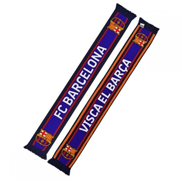 FC Barcelona szalik kibica dwustronny Double Knitted Scarf granatowy. Niebieskie szaliki damskie FC BARCELONA, bez wzorów. Za 118.99 zł.